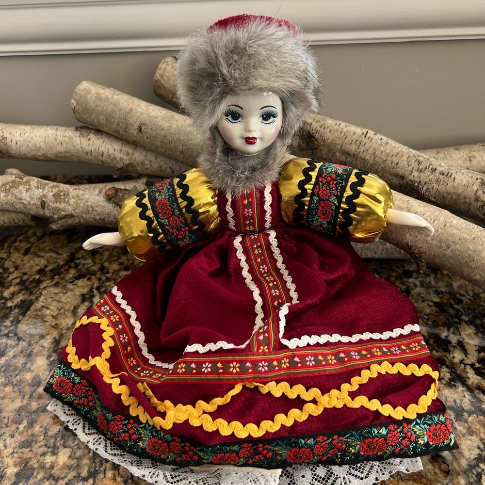 Traditional Russian Doll with Red and Gold Dress